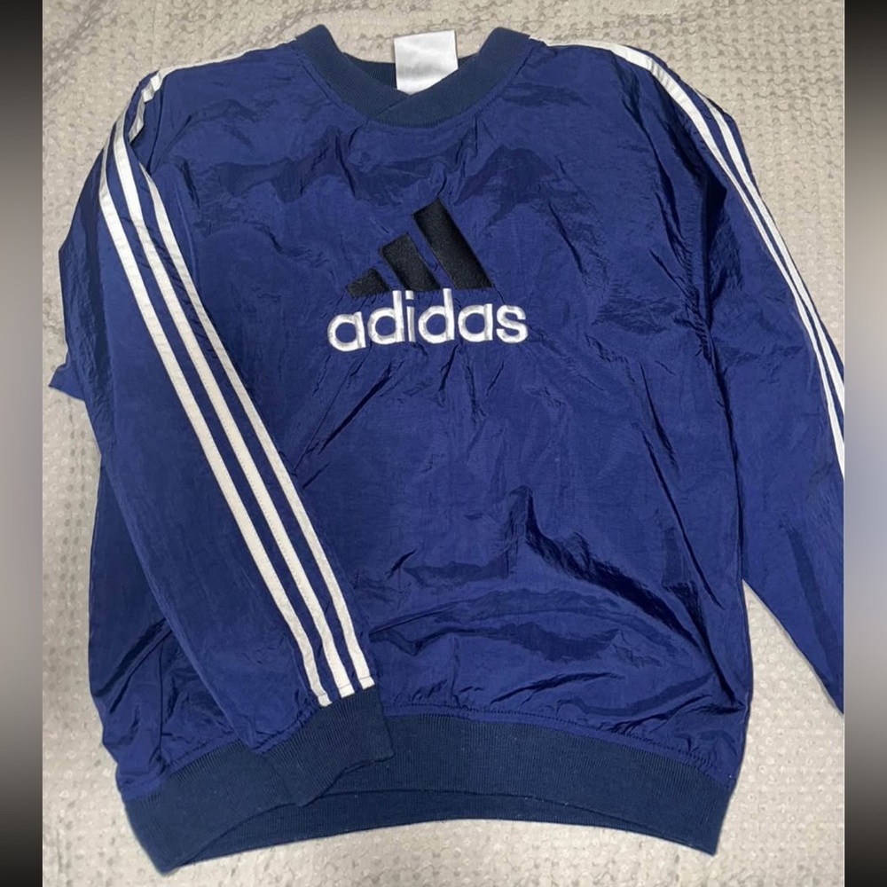 Adidas Men's Navy Vintage Windbreaker Crewneck